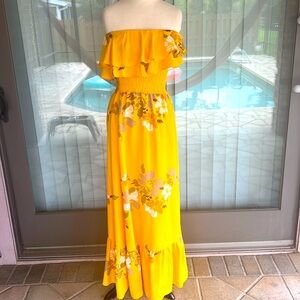 Yellow Strapless Maxi Dress